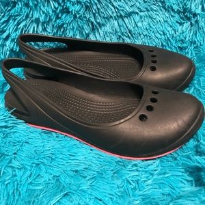 Crocs Sling Backs Black & Hot Pink 10
